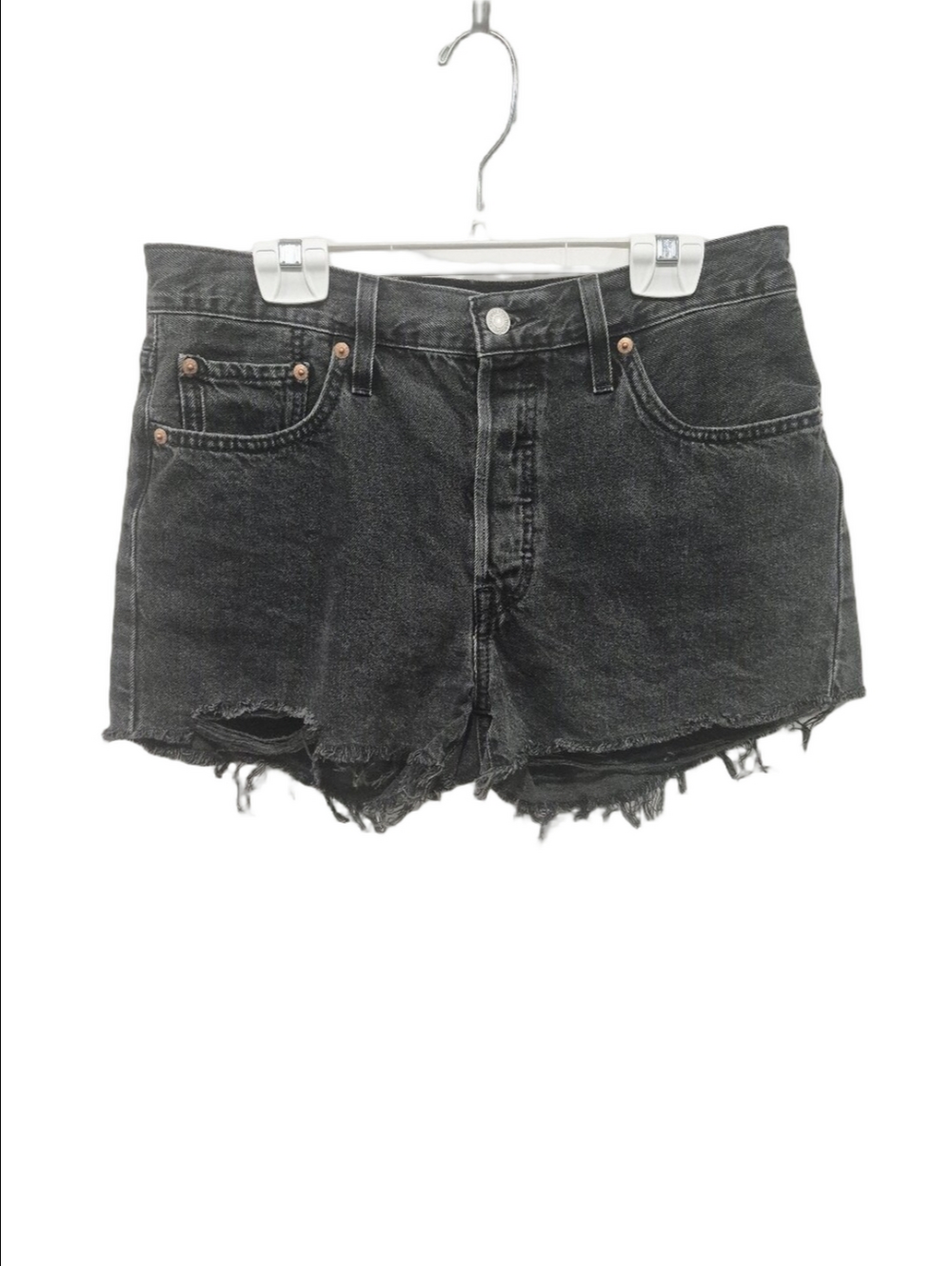Levi's 501 Original High Rise Denim Cutoff Shorts Lunar Black Size 29
